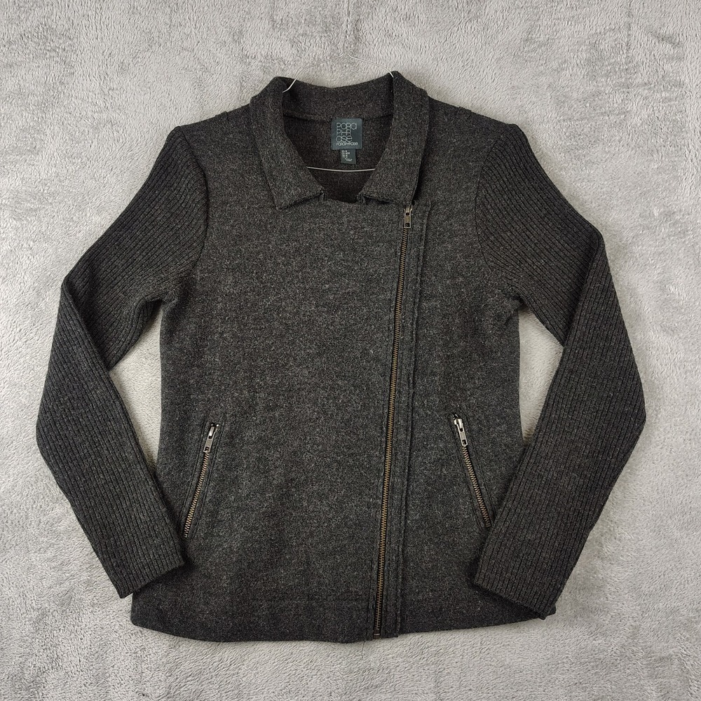 Paraphrase 100% Wool Full Zip Sweater Womens Medium Darkโ Gray Layer
